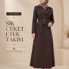 Şık Esnek Kot Etek Ceket Takım