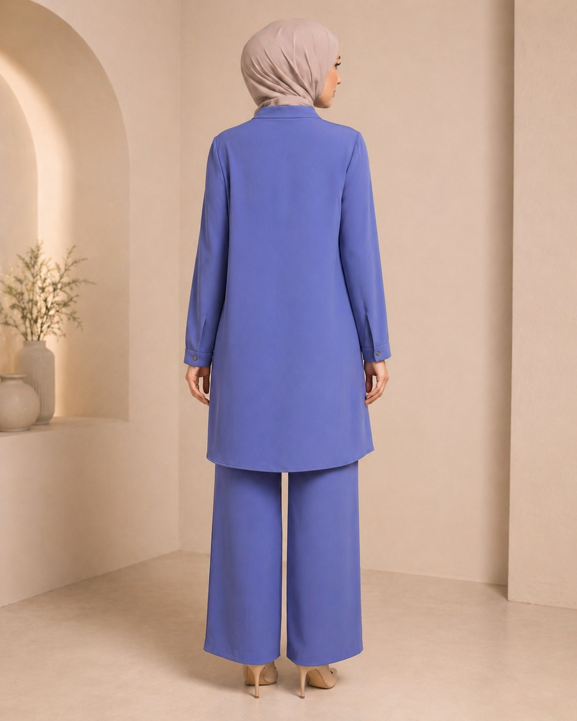 Düğme Detaylı Polo Tunik Pantolon Takım - Görsel 3